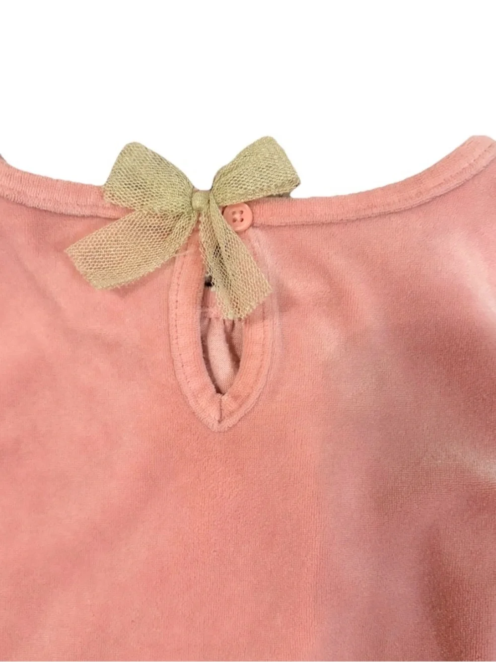 OshKosh B’gosh Pink Crushed Velvet Peplum Top Gold Bow 3T